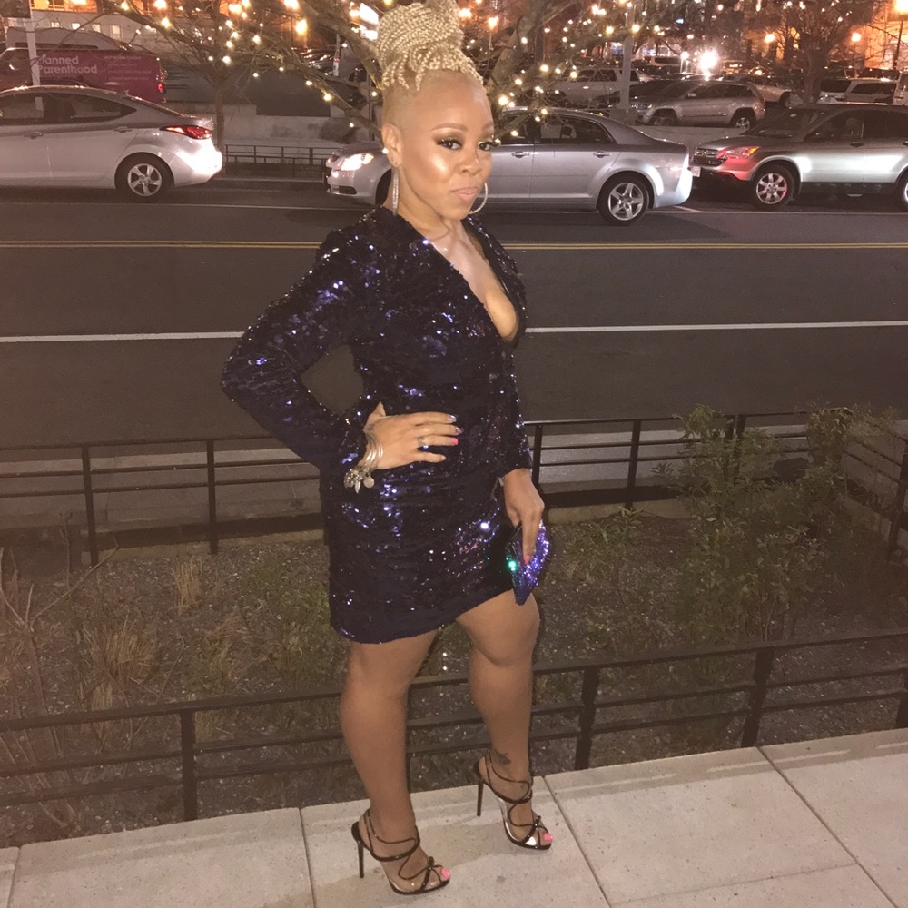 Navy Blue Sequin Dress